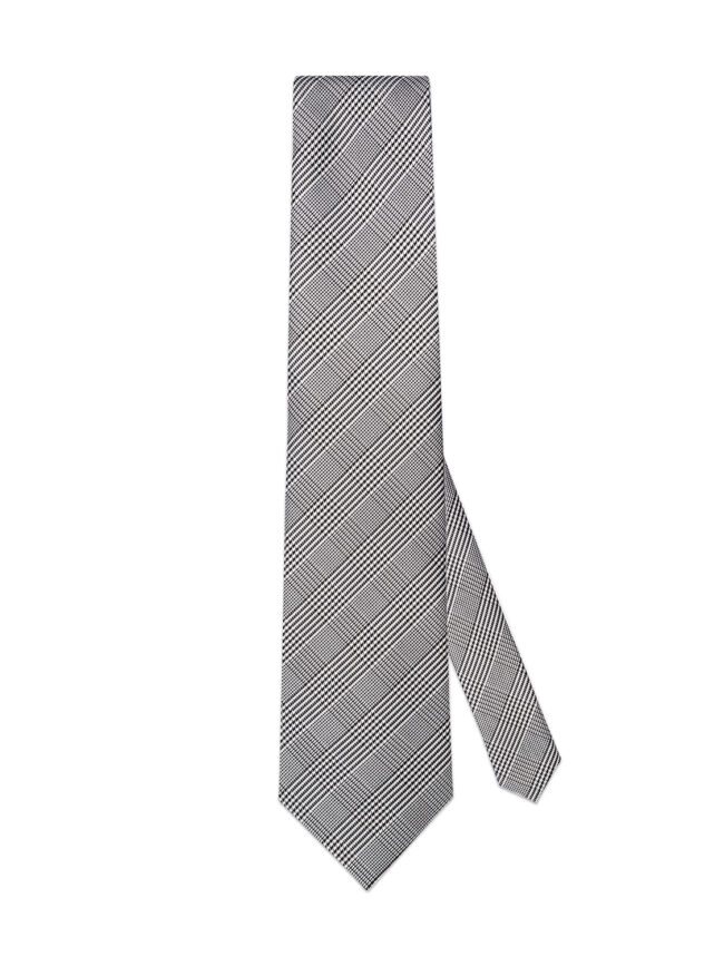 Houndstooth Plaid Silk Tie