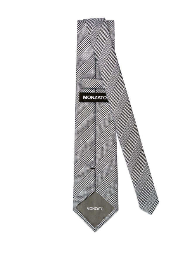 Houndstooth Plaid Silk Tie