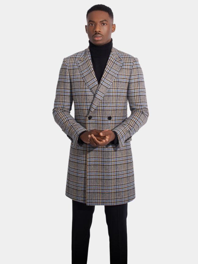 Houndstooth Pattern Double-Breasted Overcoat 09